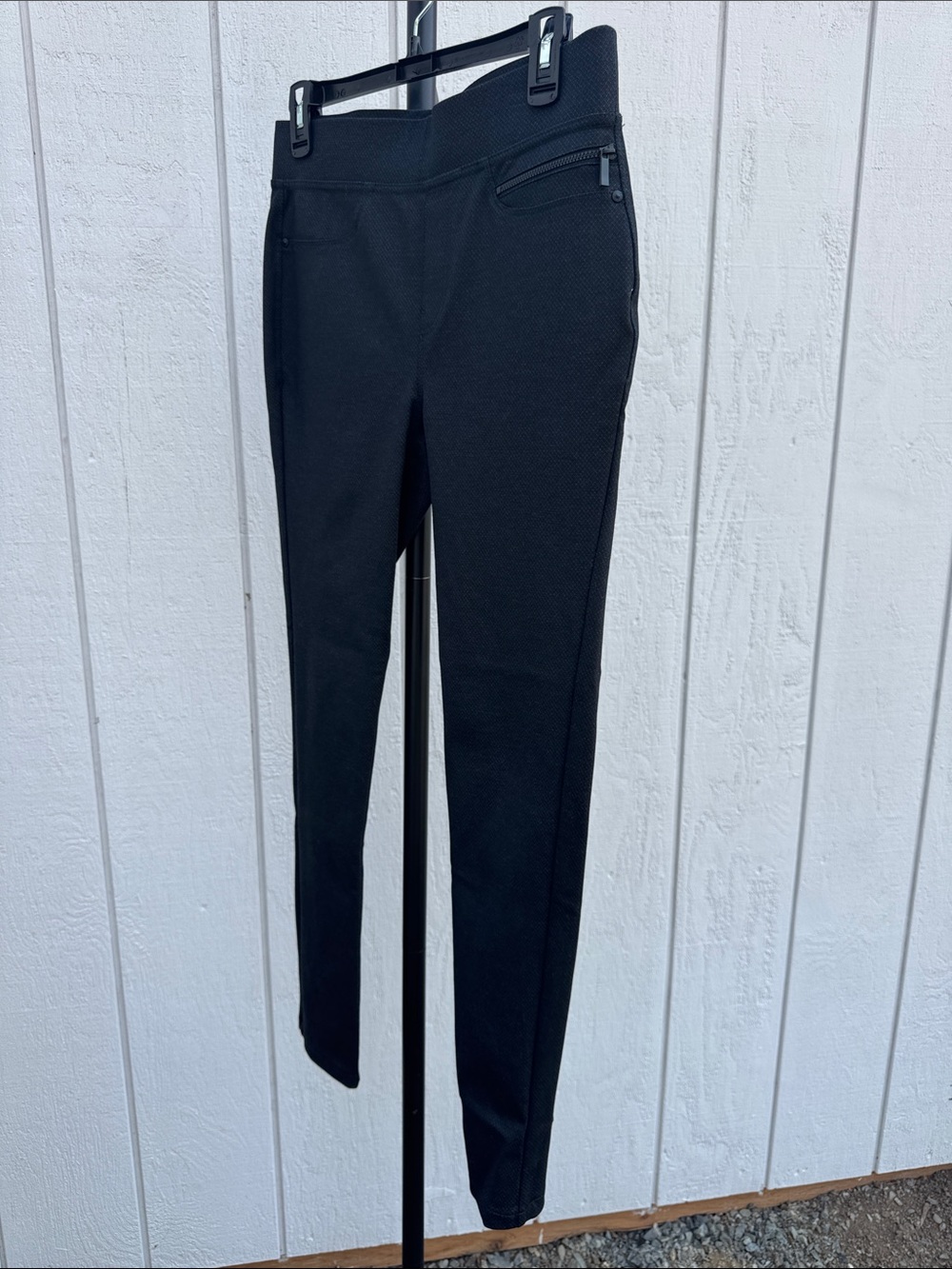 DKNY Black Gray Leggings Womens Small Stretch Pull On 28" Inseam